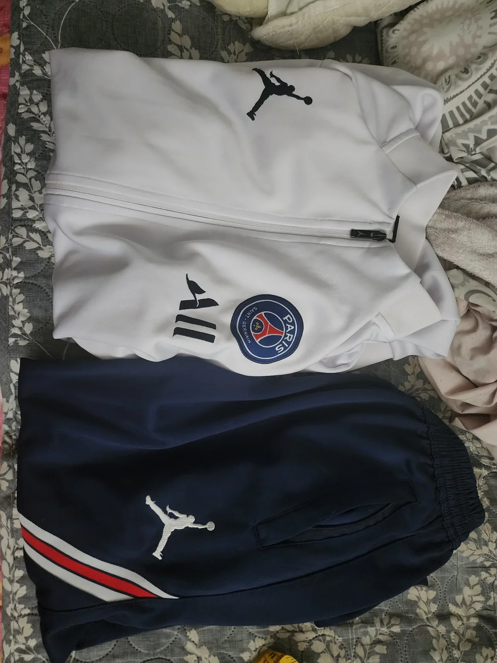 Jordan White and Navy PSG Track Jacket and Pants Set
